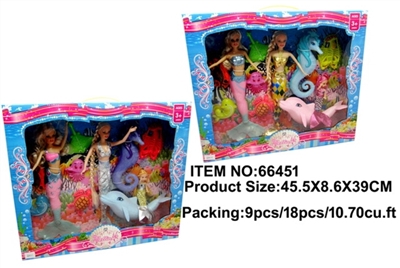 Two big mermaid and the little mermaid with 1 hippocampal dolphins and sea animals (2) - OBL709938