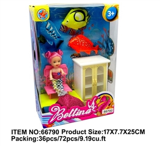 Three inches batinna mermaid with wardrobe and 3 Marine fish - OBL709960