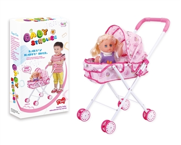 Baby sunshade trolley and 14 inch doll - OBL710429
