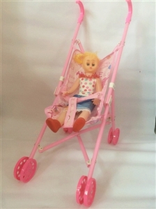 Pink plastic toy cart (with) the doll - OBL711363