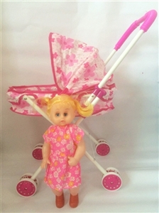 White tube red pattern iron toy cart with dolls - OBL711389