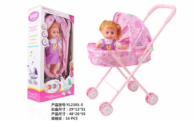Pink cart with a 14 inch live eye dolls - OBL711446