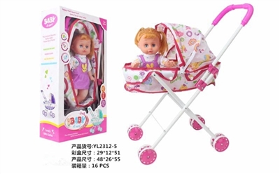 Cart with a 14 inch live eye red doll - OBL711453