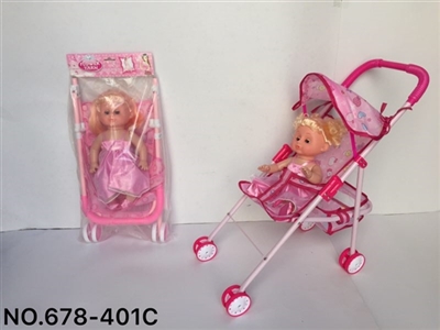 Iron cart with 16 inch live eye girl doll - OBL711465