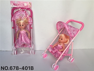 Iron cart with 16 inch live eye girl doll - OBL711466