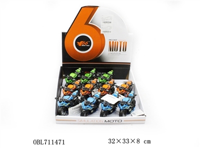 1:14 合金回力摩托赛车3色混装 - OBL711471