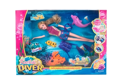 11.5 inch solid body divers kay bibi underwater adventures with dolphins can change color - OBL712633