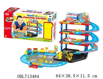 Cartoon city train parking lot - OBL713484