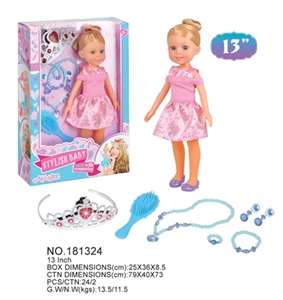 Doll with glowing crown necklace set decoration five comb - OBL713691