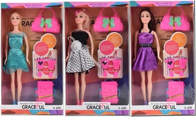 11.5 inch girl with backpack box three new outfit - OBL715011