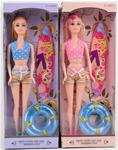 Two 11.5 -inch surfing girls, orange - OBL715019