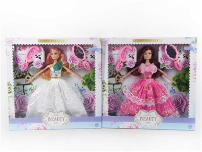 High gear box of 11.5 inch 12 joint real princess wedding dress barbie with comb with mirror - OBL715032