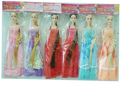 6 only top grade 11.5 inch real long hair princess barbie five orange - OBL715056