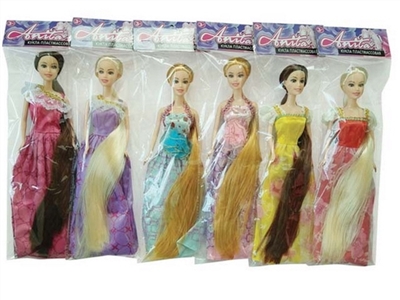 6 only top grade 11.5 inch real long hair princess barbie five orange - OBL715060