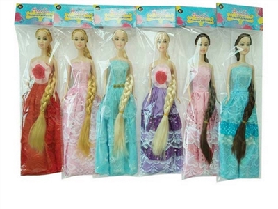 6 only top grade 11.5 inch real long hair princess barbie five orange - OBL715062