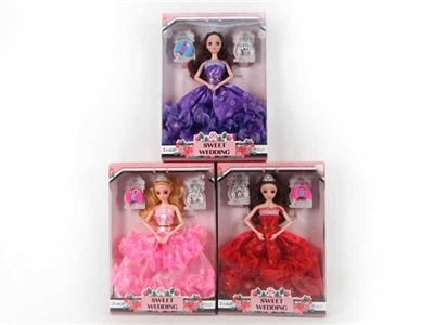 High gear box of 11.5 inch 12 joint 3 d real eyes and body with princess dress barbie handbag breast - OBL715075