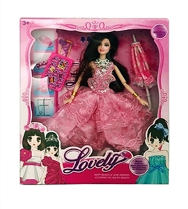 11.5 inch 12 joint wedding dress barbie with bag, an umbrella - OBL718294