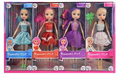 11寸大脚时尚甜心女孩展示盒4只 - OBL719689