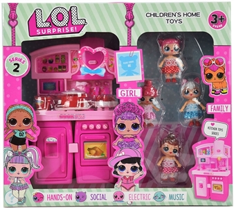 惊喜娃娃 可分体橱柜 +配件粉红+四只惊喜娃娃 带灯光 音乐 - OBL719698