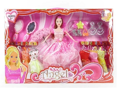 高档镭射中盒装11.5寸实身婚纱芭比带配件衣服 - OBL719780