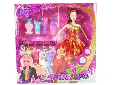 高档镭射中盒装11.5寸实身婚纱芭比带配件衣服 - OBL719783