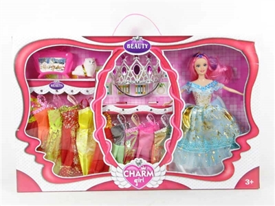 High-grade large box 11.5 inch solid body barbie with 5 pieces of skirt gown with accessories - OBL719793