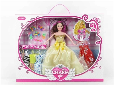 高档大盒装11.5寸实身芭比带5件衣服带项链配件 - OBL719801