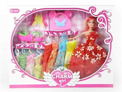 高档大盒装11.5寸实身芭比带8件衣服带配件 - OBL719806