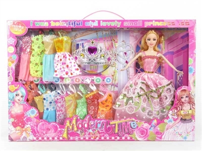 高档大盒装11.5寸实身芭比带12件衣服带皇冠带魔术棒 - OBL719807