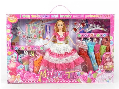 高档大盒装11.5寸实身芭比带10件衣服带配件 - OBL719808