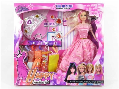 High-grade 11.5 -inch barbie crown with earring with clothes - OBL719817