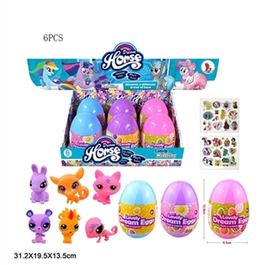 High quality PVC plastic large eggs to evade glue head plastic body Q pet belt horse stickers three  - OBL719840