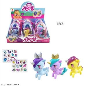 High quality PVC plastics olive big egg unicorn with horse stickers three three color assortments 6  - OBL719845