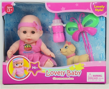 Six inches simulation dolls with bottle puppy butterfly hairpin - OBL721610