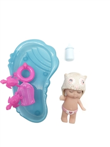 高档4寸搪胶天使睡娃宝贝带大浴池 - OBL724279