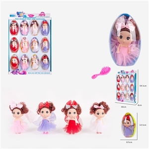 高挡PVC塑料橄榄大蛋三寸实身高档婚纱迷糊芭比带梳子4款混装 - OBL724283