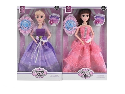 高档婚纱11.5寸12关节实身3D真眼珠艾米芭比带鲜花带项链带帽子 - OBL724285