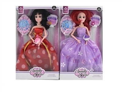 高档婚纱11.5寸12关节实身3D真眼珠艾米芭比带鲜花带项链带帽子 - OBL724286