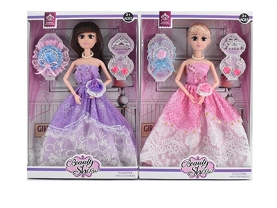 高档婚纱11.5寸12关节实身3D真眼珠艾米芭比带鲜花带项链带帽子 - OBL724287