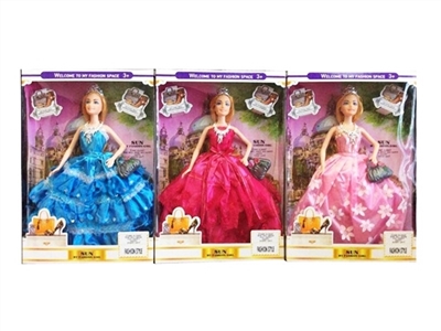 High-end wedding dress 11.5 inch solid crown princess barbie with a necklace - OBL724289