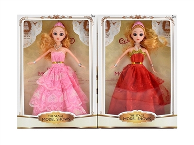 高档11.5寸实身3D眼珠婚纱芭比带皇冠带手链带项链 - OBL724295