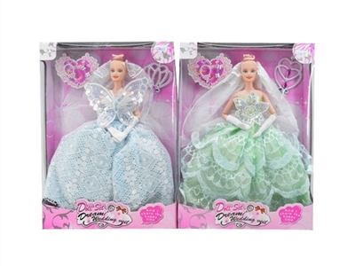 高档盒装11.5寸实身12关节婚纱芭比带魔术棒带项链带耳环 - OBL724300