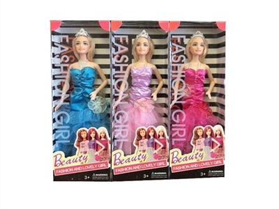 高档盒装11.5寸实身晚礼服芭比带皇冠 - OBL724303