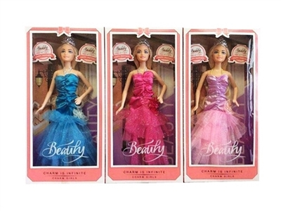 高档盒装11.5寸实身晚礼服芭比带皇冠 - OBL724310