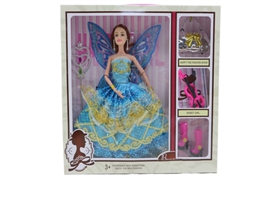 高档盒装11.5寸实身蝴蝶芭比带手提包带提琴带鞋子 - OBL724324