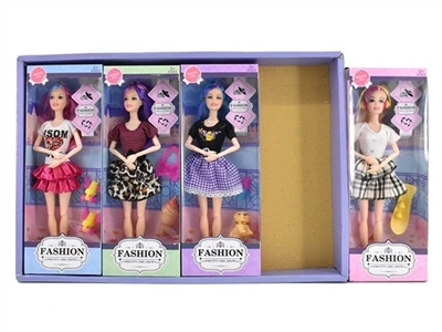 高挡11.5寸12关节实身时装芭比四款混装展示盒4PC - OBL724329