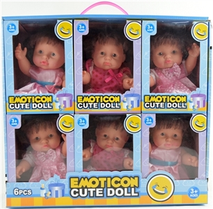 10寸搪胶女表情娃展示盒6只装 - OBL724348