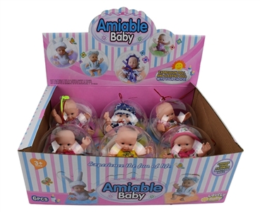 5寸搪胶表情娃圆球展示盒（6只装） - OBL724359