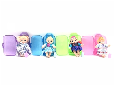 High-grade transparent suitcase 6 inches of evade glue dolls four mixed with snow and ice milk bottl - OBL724393