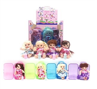 High-grade transparent suitcase 6 inches of evade glue dolls four mixed with snow and ice bottles fo - OBL724395